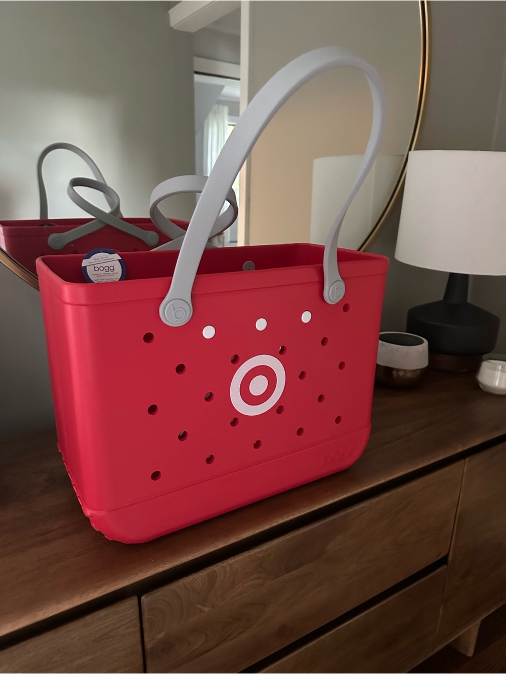 Target Bogg Bag Original Bullseye Tote - Red with White Handles